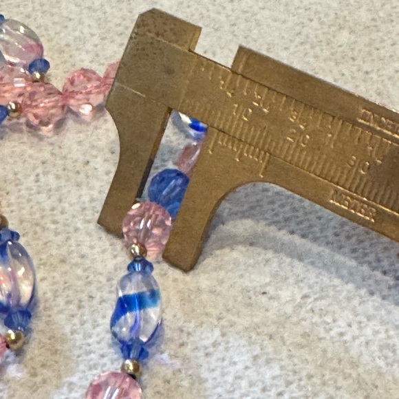 Pink & blue Swarovski crystal necklace + earring charms w/ 14k gold beads - Picture 9 of 9